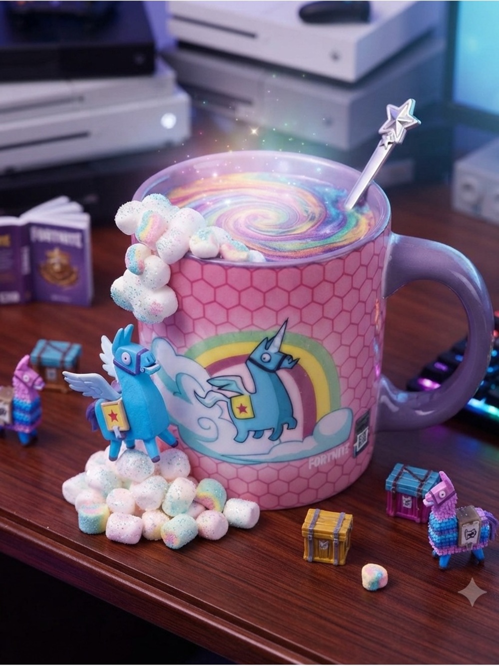Fortnite Pink Llama Rainbow Ceramic Mug